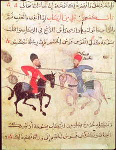 Dois homens duelando a cavalo, do Cairo Velho (Fostat) de Islamic School