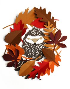 Grinalda de ouriço, 2015 (papel cortado) de Isobel Barber