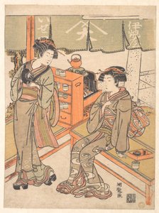 Na casa de chá Ise-ya de Isoda Koryusai