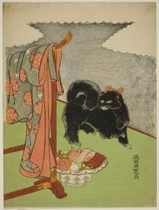 Cachorro preto de Isoda Koryusai