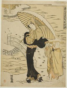 Evening Snow at Ikenohata (Ikenohata bosetsu), da série "Evening Snow at Ikenohata" de Isoda Koryusai