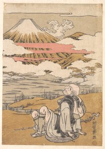 Saigyō contemplando o monte Fuji de Isoda Koryusai