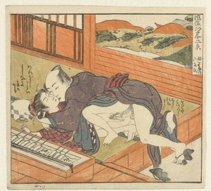 Jovem mulher dominada pelo homem
Doze visões de Edo sofisticado (título da série)
Furyu Edo junikei (título da série sobre o objecto)