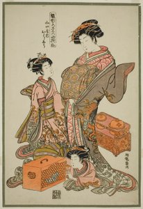 Oshu do Yamaguchiya, da série "Modelos de moda: novos designs tão frescos quanto as folhas jovens (Hinagata wakana no hatsu moyo)" de Isoda Koryusai