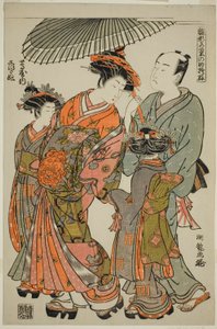 Shioginu do Tsutaya, da série "Models for Fashion: New Designs as Fresh as Young Leaves (Hinagata wakana no hatsu moyo)" de Isoda Koryusai