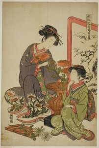 O Nono Mês (Choyo), da série "A Fashionable Parody of the Five Festivals (Furyu yatsushi gosekku)" de Isoda Koryusai