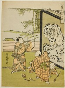 Tigre, da série "Crianças na moda com os doze signos do zodíaco (Furyu kodomo juni shi)" de Isoda Koryusai