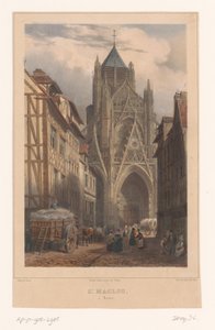 Vista da Igreja de Saint-Maclou em Rouen St. Maclou à Rouen (título no objeto) Rostos na França (título da série) La France (título da série) de Isodore Laurent Deroy
