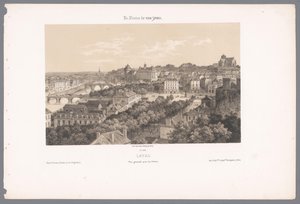 Vista de Laval do viaduto lava. Vue générale Prize du Viaduc (título no objeto) França contemporânea (título da série) La France de nos jours (título da série no objeto)