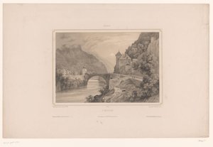 Vista de Saint-Maurice na Suíça
St. Maurice (título sobre o objecto)
Vistas na Suíça (título da série)
Suisse (título da série sobre o objecto) de Isodore Laurent Deroy