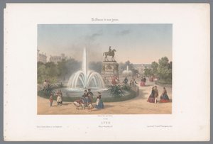 Zicht op de Place Napoléon te Lyon Lyon. Coloque Napoleão (título no objeto) Hedendaags Frankrijk (título da série) França hoje em dia (título da série no objeto)