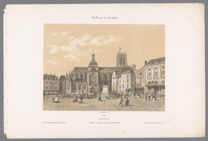 Vista da igreja de Saint-Jacques e da estátua de Duquesne em Dieppe Dieppe. l