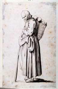 Figura com cesto (caneta e tinta castanha sobre papel) de School Lebanese