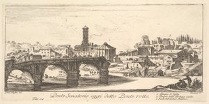 Ponte Senatorial, hoje chamada Ponte Rotto, c.1748 (gravura) de Israël Silvestre