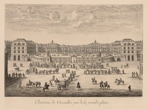 Vista do Palácio de Versalhes, a partir da praça principal de Israël Silvestre