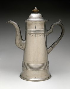 Cafeteira, c. 1820-1840 (estanho, madeira) de Israel Trask