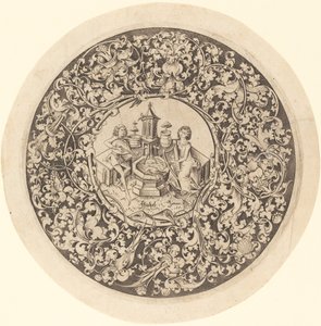Ornamento circular com músicos tocando perto de um poço, c. 14951503. de Israhel van Meckenem