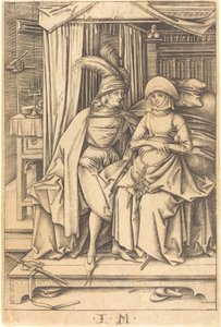 Casal sentado em uma cama, c. 14951503. de Israhel van Meckenem