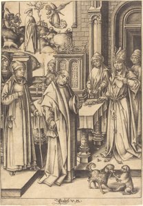 O sacrifício de Joachim, c. 14901500. de Israhel van Meckenem