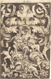 Ornamento com flor e oito selvagens. de Israhel van Meckenem