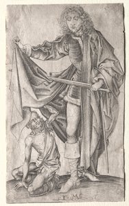 St. Martin dividindo sua capa para um mendigo. de Israhel van Meckenem