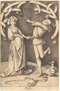 O Malabarista e a Mulher, c. 14951503. de Israhel van Meckenem