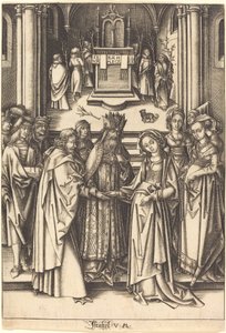 O Casamento da Virgem, c. 14901500. de Israhel van Meckenem