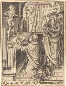 A Missa de São Gregório, c. 14801490. de Israhel van Meckenem