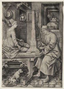 O tocador de órgão e sua esposa de Israhel van Meckenem