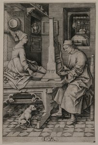 O tocador de órgão e sua esposa de Israhel van Meckenem