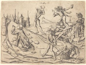 O apedrejamento de Santo Estêvão, c. 1470. de Israhel van Meckenem