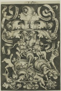 Ornamento com flor e oito folclore selvagem de Israhel van Meckenem the younger