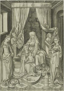 A Madona com Santa Ana, Santa Catarina e Santa Bárbara de Israhel van Meckenem the younger