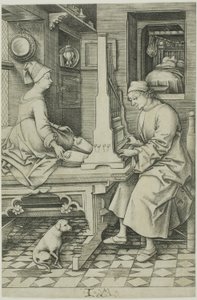 O tocador de órgão e a sua mulher de Israhel van Meckenem the younger