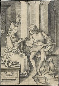 O cantor e o tocador de alaúde de Israhel van Meckenem the younger