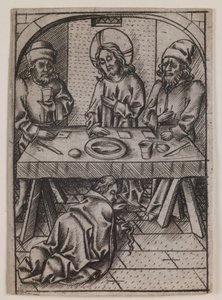 Maria Madalena lavando os pés de Cristo, c.1500 (gravura) de Israhel van the younger Meckenem