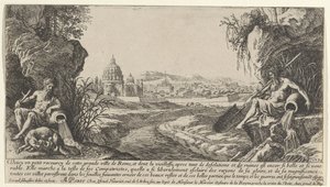 Vista de Roma com dois deuses do rio Vistas de Paris e Roma (título da série) de Israël Silvestre
