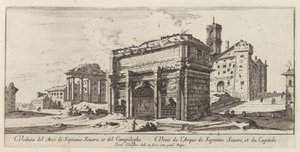 Veduta del Arco di Septimius Severus e del Campidoglio de Israël Silvestre