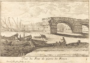 Veue du Pont de pierre de Rouen de Israël Silvestre