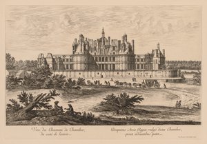 Vista do Château de Chambord, do lado da entrada de Israël Silvestre