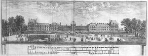 Vista do Palais des Tuileries dos jardins (gravura) (foto bw) de Israël Silvestre the Younger