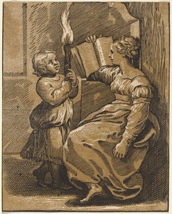 Sibila lendo de Italian 16th Century, after Ugo da Carpi, after Raphael