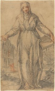 Santa Feminina (Santa Clara de Assis ou Santa Catarina de Sena?) de Italian 17th Century