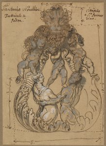 Aldrava de porta com Tritão, Nereida e Putti de Italian 17th or 18th Century