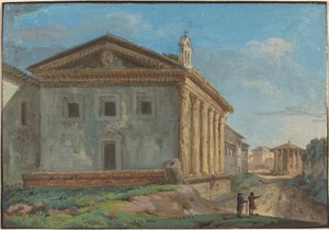 Tempio della Fortuna Virile com o Tempio di Vesta à distância de Italian 18th Century