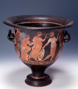 Krater de Cumae representando uma cena de oferendas (terracota, 320-310 a.C.)