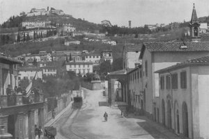 Florença, arredores, San Domenico e Panorama de Fiesole (foto a p/b) de Italian Photographer