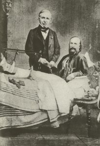 Garibaldi, ferido em batalha, com o seu médico (foto a p/b) de Italian Photographer