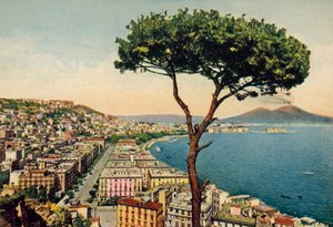 Napoli / Nápoles: Panorama do Golfo com o Vesúvio (fotografia a cores) de Italian Photographer
