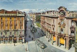 Turim - Piazza Solferino e Via Cernaia (fotografia a cores)